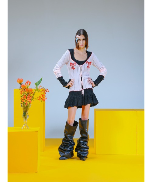 PAMEO POSE(パメオポーズ)の「Gathering Puff Mini Dress(ワンピース・レディース・ホワイト/スカイブルー/ブラック・FREE)」の20枚目の写真