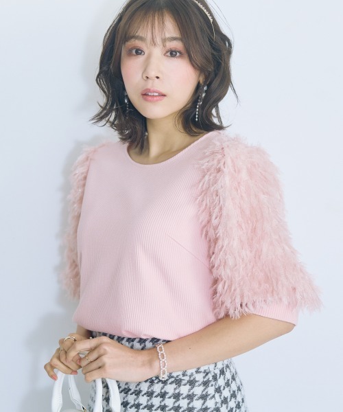 marun（マルン）の「【販売終了】＜大きいサイズ＞フリンジドッキングデザイントップス marun（Tシャツ/カットソー・レディース・ピンク/オフホワイト/ブラック・5L/4L/3L/LL/L）」の3枚目の写真