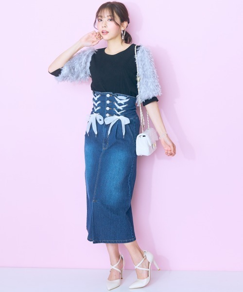 marun（マルン）の「【販売終了】＜大きいサイズ＞フリンジドッキングデザイントップス marun（Tシャツ/カットソー・レディース・ピンク/オフホワイト/ブラック・5L/4L/3L/LL/L）」の7枚目の写真