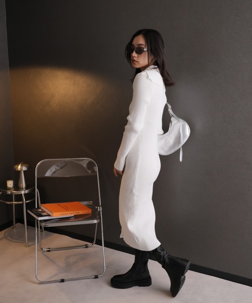 【セール】ハイネックリブニットワンピース（ワンピース）｜Ulysses（ユリシス）