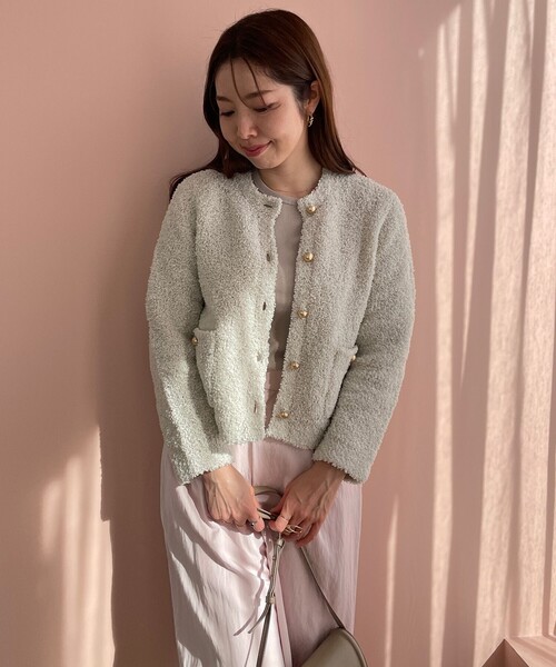 UNFILO（アンフィーロ）の「テープフリンジニット カーディガン（カーディガン/ボレロ・レディース・ベージュ系/ネイビー系・MEDIUM/SMALL）」の7枚目の写真
