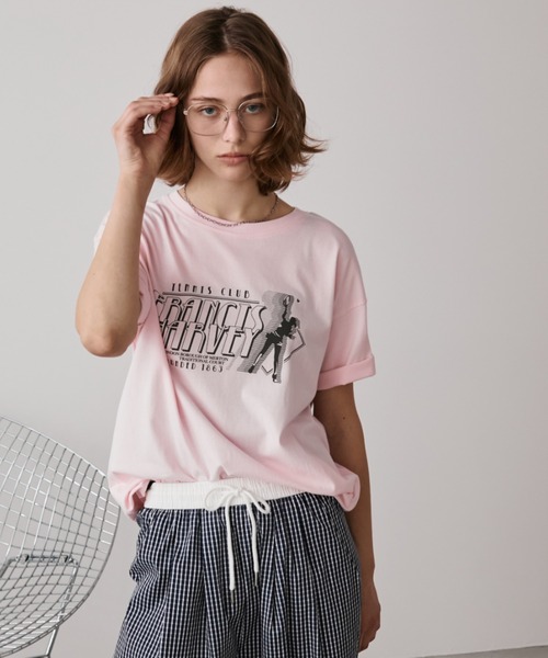 Auntie Rosa Holiday(アンティローザホリデー)の「テニスクラブTEE(Tシャツ/カットソー・レディース・チャコールグレー/ピンク/アイボリー・FREE)」の10枚目の写真