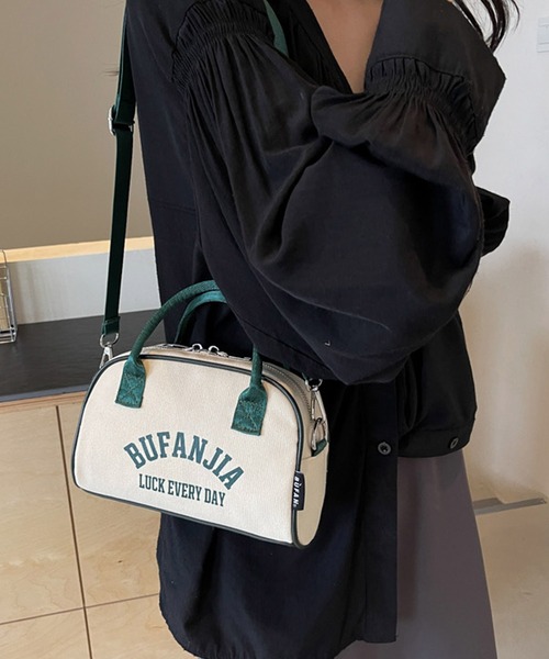 セール】ロゴプリント キャンバス ミニボストンバッグ（ボストン