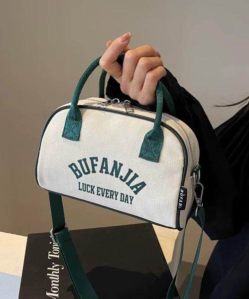 ロゴプリント キャンバス ミニボストンバッグ（ボストンバッグ