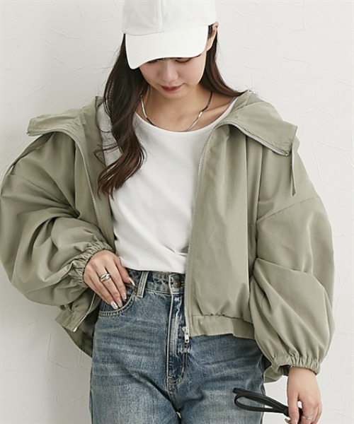 nissen（ニッセン）の「フード付ショートマウンパ（マウンテンパーカー・レディース・アイボリー/ブラック/ライトカーキ・M）」の3枚目の写真