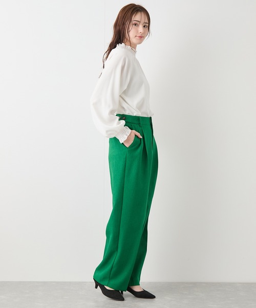 Jayro(ジャイロ)の「2タックワイドスラックスパンツ(その他パンツ・レディース・ブラック/ブラウン系その他2/チャコールグレー/キナリ/グリーン・M)」の16枚目の写真