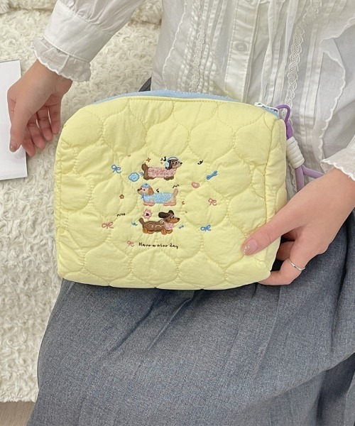 セール】わんちゃん刺繍キルティングポーチ（ポーチ）｜SHEPP（シープ