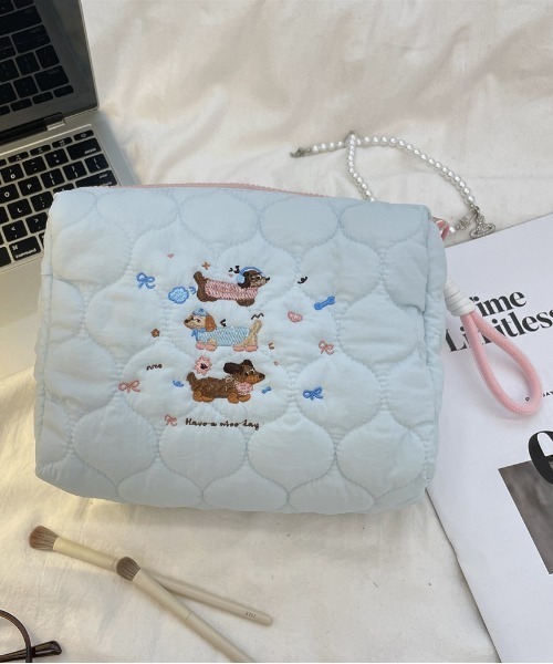 セール】わんちゃん刺繍キルティングポーチ（ポーチ）｜SHEPP（シープ
