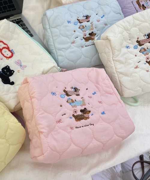 セール】わんちゃん刺繍キルティングポーチ（ポーチ）｜SHEPP（シープ