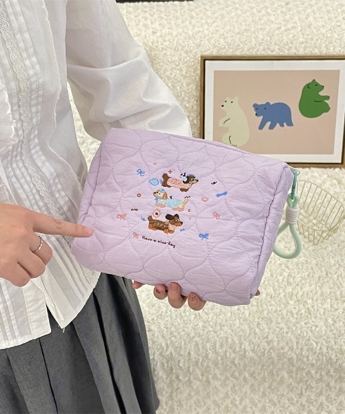 セール】わんちゃん刺繍キルティングポーチ（ポーチ）｜SHEPP（シープ