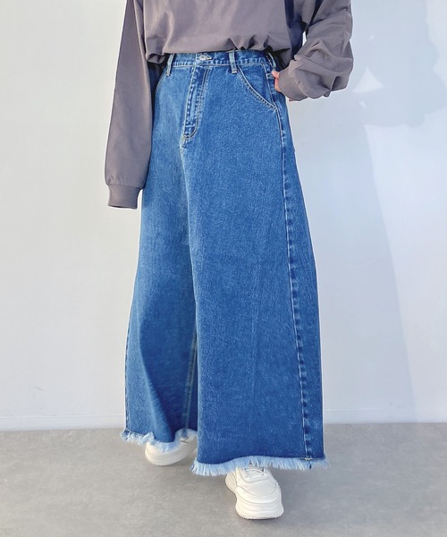 AS KNOW AS plus(アズノゥアズプラス)の「●リメイク風デニムロングスカート(デニムスカート・レディース・ブラック/ブルー/ケミカルウォッシュ・FREE)」の18枚目の写真