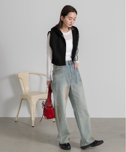 ad thie(アドティエ)の「フード付き ジップアップ ニットベスト(ベスト・レディース・オフホワイト/グレー/ブラック・FREE)」の13枚目の写真