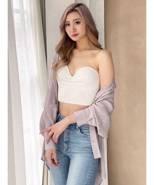 GYDA（ジェイダ）の「リブベアビスチェ（チューブトップ・レディース・ブラック/オフホワイト/ピンク・FREE）」の12枚目の写真