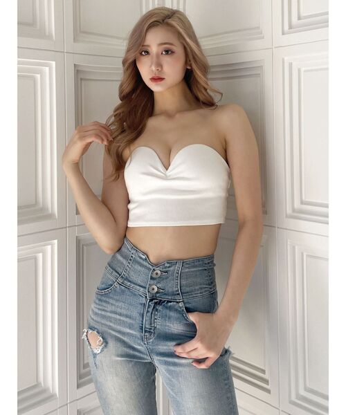 GYDA（ジェイダ）の「リブベアビスチェ（チューブトップ・レディース・ブラック/オフホワイト/ピンク・FREE）」の21枚目の写真