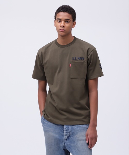 AVIREX(アヴィレックス)の「NAVAL POCKET T-SHIRT / ネイバル ポケット 半袖Tシャツ / AVIREX / アヴィレックス(Tシャツ/カットソー・メンズ・ネイビー系/ピンク/ネイビー/オリーブ/オフホワイト・MEDIUM/XX-LARGE/X-LARGE/LARGE)」の10枚目の写真