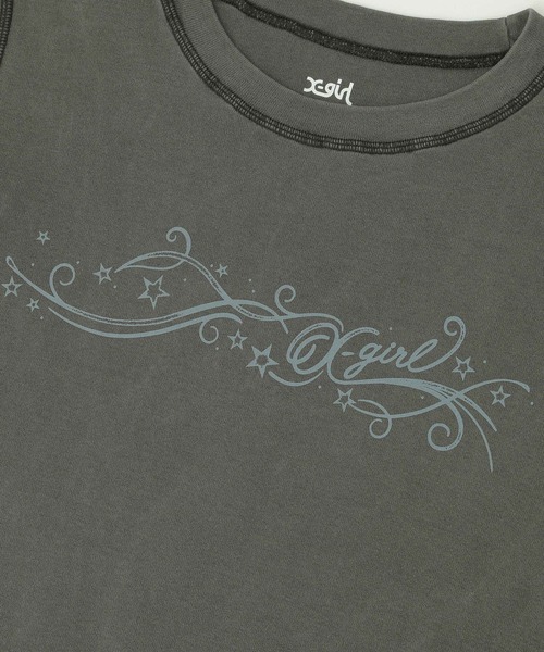 X-girl（エックスガール）の「ORNAMENT LINE LOGO S/S BABY TEE（Tシャツ/カットソー・レディース・ブラック/ネイビー/オリーブ・S/M）」の6枚目の写真