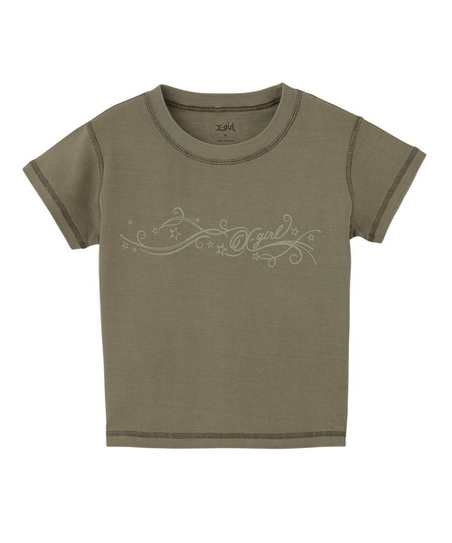 X-girl（エックスガール）の「ORNAMENT LINE LOGO S/S BABY TEE（Tシャツ/カットソー・レディース・ブラック/ネイビー/オリーブ・S/M）」の11枚目の写真
