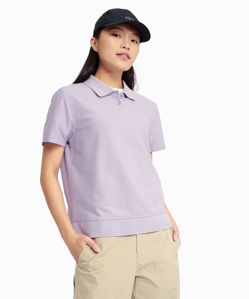 AIGLE(エーグル)の「UVカット 速乾 クールマックス 半袖ピケポロシャツ(ポロシャツ・レディース・ブラック/ホワイト/ライトパープル・L/M/S/XS)」の3枚目の写真