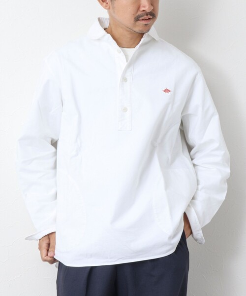 DANTON（ダントン）の「【DANTON/ダントン】ROUND COLLAR P.O SHIRT LS 25SS（シャツ/ブラウス・メンズ・ホワイト/キナリ/ブルー・40/42/44/38）」の2枚目の写真