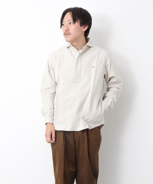 DANTON（ダントン）の「【DANTON/ダントン】ROUND COLLAR P.O SHIRT LS 25SS（シャツ/ブラウス・メンズ・ホワイト/キナリ/ブルー・40/42/44/38）」の17枚目の写真