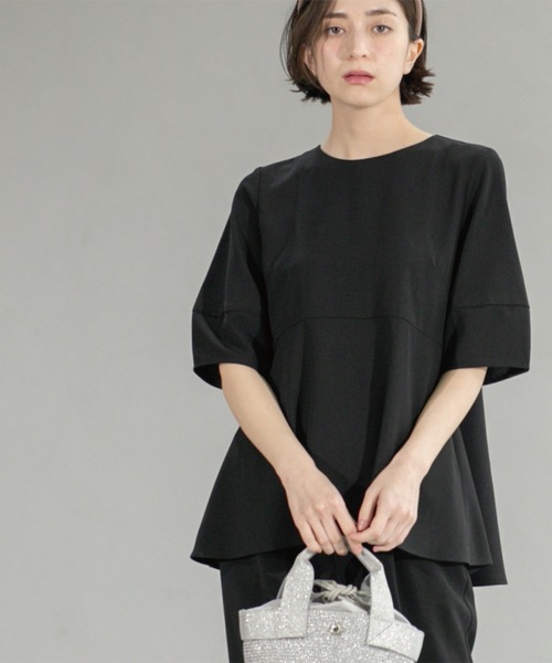 OPAQUE.CLIP(オペークドットクリップ)の「《6色展開》ストレッチペプラムブラウス/セットアップ対応【洗濯機洗い可/防シワ】(シャツ/ブラウス・レディース・ブラック/ライトベージュ/ダークブラウン/グリーン系その他5/ブルー系その他/ベージュ系7・38/40/42/36)」の7枚目の写真