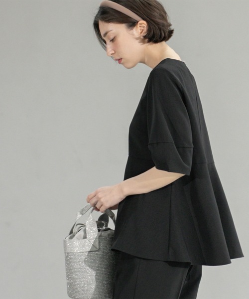 OPAQUE.CLIP(オペークドットクリップ)の「《6色展開》ストレッチペプラムブラウス/セットアップ対応【洗濯機洗い可/防シワ】(シャツ/ブラウス・レディース・ブラック/ライトベージュ/ダークブラウン/グリーン系その他5/ブルー系その他/ベージュ系7・38/40/42/36)」の9枚目の写真