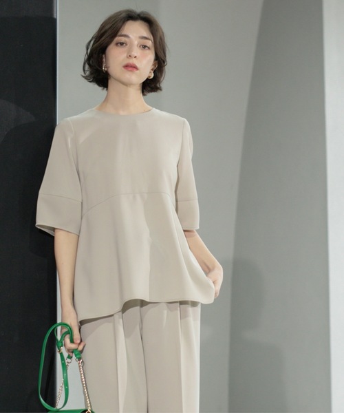 OPAQUE.CLIP(オペークドットクリップ)の「《6色展開》ストレッチペプラムブラウス/セットアップ対応【洗濯機洗い可/防シワ】(シャツ/ブラウス・レディース・ブラック/ライトベージュ/ダークブラウン/グリーン系その他5/ブルー系その他/ベージュ系7・38/40/42/36)」の11枚目の写真