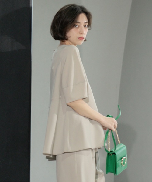 OPAQUE.CLIP(オペークドットクリップ)の「《6色展開》ストレッチペプラムブラウス/セットアップ対応【洗濯機洗い可/防シワ】(シャツ/ブラウス・レディース・ブラック/ライトベージュ/ダークブラウン/グリーン系その他5/ブルー系その他/ベージュ系7・38/40/42/36)」の13枚目の写真