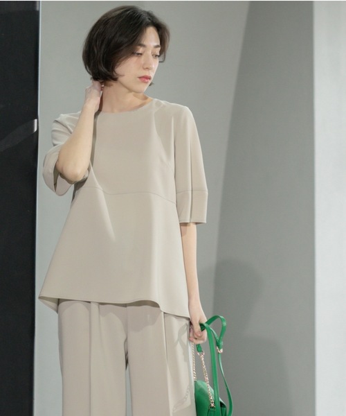 OPAQUE.CLIP(オペークドットクリップ)の「《6色展開》ストレッチペプラムブラウス/セットアップ対応【洗濯機洗い可/防シワ】(シャツ/ブラウス・レディース・ブラック/ライトベージュ/ダークブラウン/グリーン系その他5/ブルー系その他/ベージュ系7・38/40/42/36)」の14枚目の写真