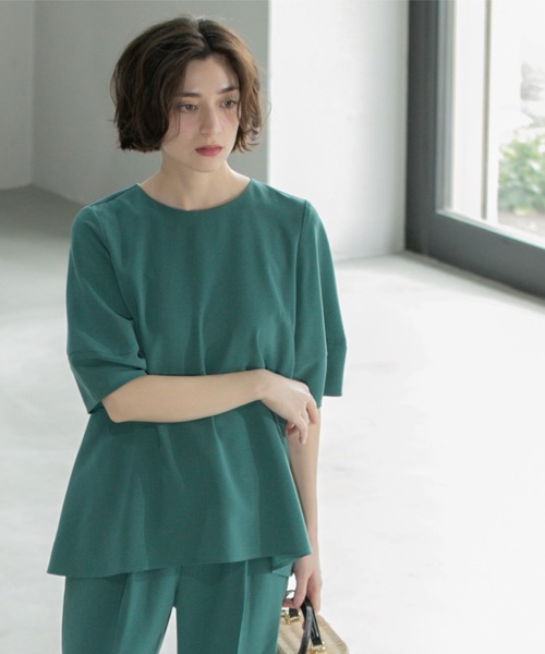 OPAQUE.CLIP(オペークドットクリップ)の「《6色展開》ストレッチペプラムブラウス/セットアップ対応【洗濯機洗い可/防シワ】(シャツ/ブラウス・レディース・ブラック/ライトベージュ/ダークブラウン/グリーン系その他5/ブルー系その他/ベージュ系7・38/40/42/36)」の19枚目の写真