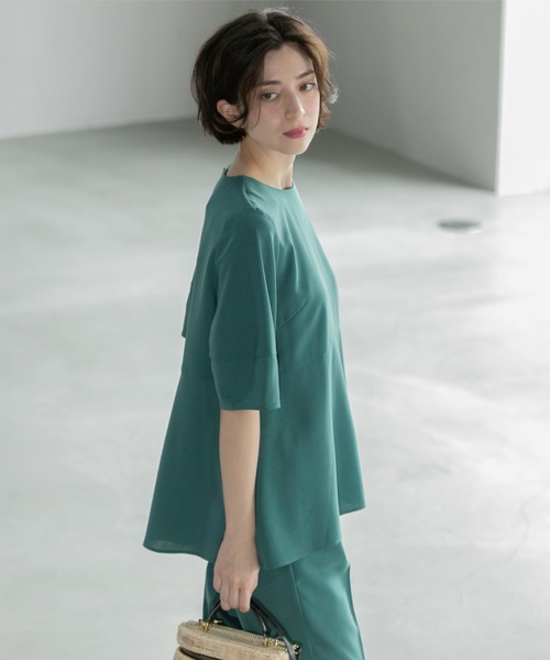 OPAQUE.CLIP(オペークドットクリップ)の「《6色展開》ストレッチペプラムブラウス/セットアップ対応【洗濯機洗い可/防シワ】(シャツ/ブラウス・レディース・ブラック/ライトベージュ/ダークブラウン/グリーン系その他5/ブルー系その他/ベージュ系7・38/40/42/36)」の21枚目の写真