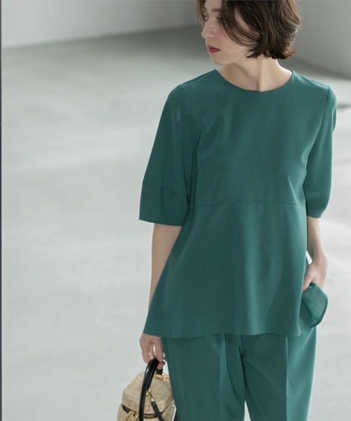 OPAQUE.CLIP(オペークドットクリップ)の「《6色展開》ストレッチペプラムブラウス/セットアップ対応【洗濯機洗い可/防シワ】(シャツ/ブラウス・レディース・ブラック/ライトベージュ/ダークブラウン/グリーン系その他5/ブルー系その他/ベージュ系7・38/40/42/36)」の22枚目の写真