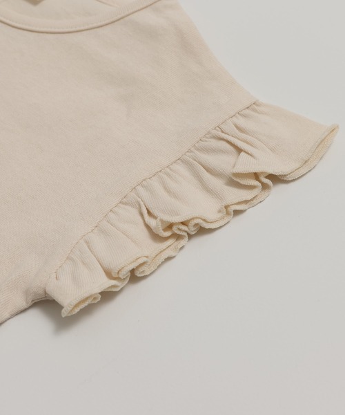 chil2（チルツー）の「綿100％ 無地 フリルTシャツ（Tシャツ/カットソー・キッズ・オートミール/ミント/ネイビー/ラベンダー/ホワイト/ライトグリーン/ブラック/サックスブルー/スモークピンク/クリーム・80ｃｍ/90cm/100cm/110cm/120cm/130cm/140cm/150cm/160cm）」の20枚目の写真