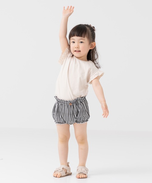 chil2（チルツー）の「綿100％ 無地 フリルTシャツ（Tシャツ/カットソー・キッズ・オートミール/ミント/ネイビー/ラベンダー/ホワイト/ライトグリーン/ブラック/サックスブルー/スモークピンク/クリーム・80ｃｍ/90cm/100cm/110cm/120cm/130cm/140cm/150cm/160cm）」の12枚目の写真