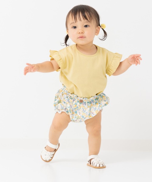 chil2（チルツー）の「綿100％ 無地 フリルTシャツ（Tシャツ/カットソー・キッズ・オートミール/ミント/ネイビー/ラベンダー/ホワイト/ライトグリーン/ブラック/サックスブルー/スモークピンク/クリーム・80ｃｍ/90cm/100cm/110cm/120cm/130cm/140cm/150cm/160cm）」の13枚目の写真