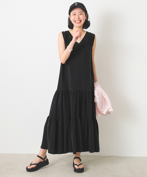 25SS SLOBE IENA フィブリルティアードワンピース 青 - メルカリ