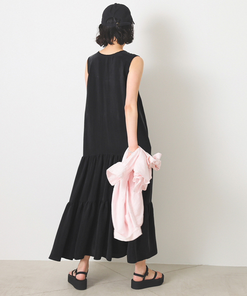 SLOBE IENA(スローブイエナ)の「フィブリルティアードワンピース(ワンピース・レディース・ブルー系その他/ブラック・FREE)」の4枚目の写真