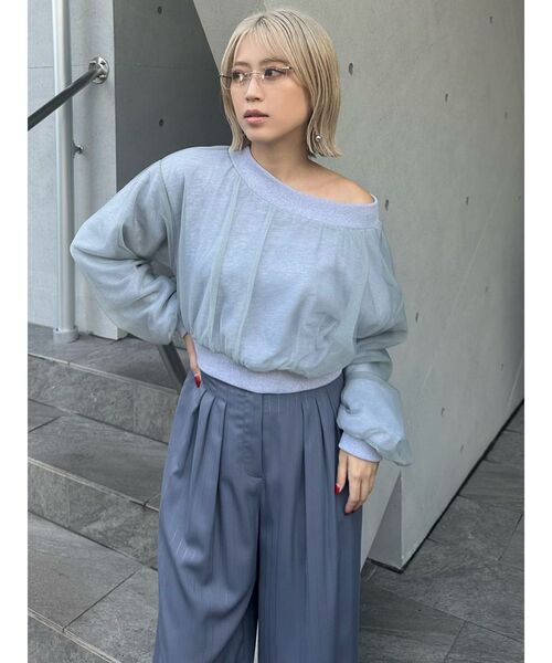 MURUA(ムルーア)の「ラメピンストライプタックワイドパンツ(その他パンツ・レディース・アイボリー/グレー・2/1)」の13枚目の写真