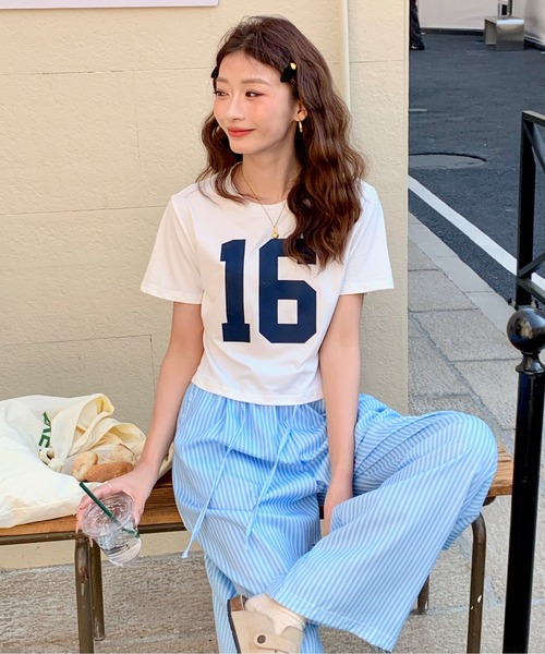 everycoco(エブリーココ)の「ストライプワイドストレートレッグパンツ(その他パンツ・レディース・ブルー・M/L)」の7枚目の写真