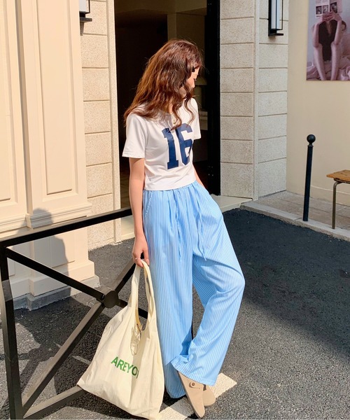 everycoco(エブリーココ)の「ストライプワイドストレートレッグパンツ(その他パンツ・レディース・ブルー・M/L)」の3枚目の写真