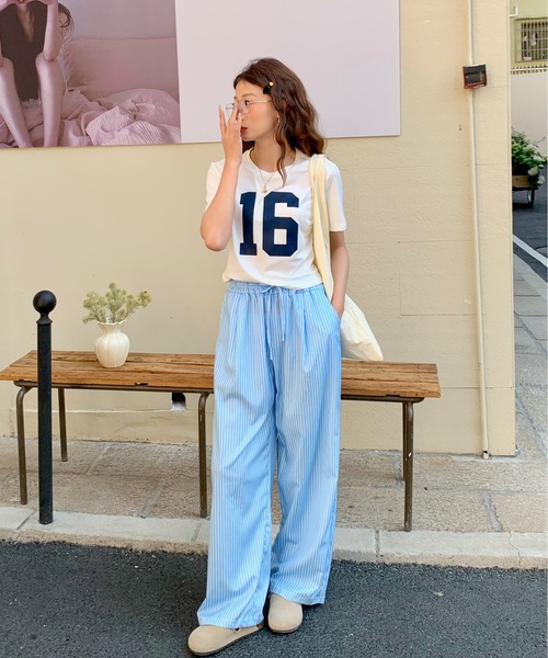 everycoco(エブリーココ)の「ストライプワイドストレートレッグパンツ(その他パンツ・レディース・ブルー・M/L)」の16枚目の写真