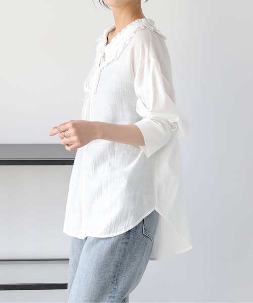 AMELY(エミリー)の「ダブルリボン フリルカラーブラウス(シャツ/ブラウス・レディース・ブラック/ホワイト・フリー)」の4枚目の写真
