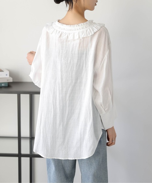 AMELY(エミリー)の「ダブルリボン フリルカラーブラウス(シャツ/ブラウス・レディース・ブラック/ホワイト・フリー)」の7枚目の写真