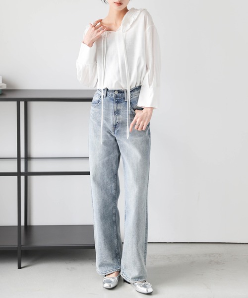 AMELY(エミリー)の「ダブルリボン フリルカラーブラウス(シャツ/ブラウス・レディース・ブラック/ホワイト・フリー)」の11枚目の写真