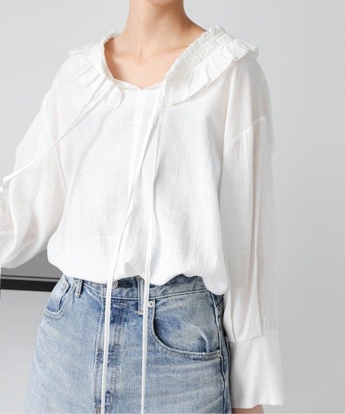 AMELY(エミリー)の「ダブルリボン フリルカラーブラウス(シャツ/ブラウス・レディース・ブラック/ホワイト・フリー)」の14枚目の写真