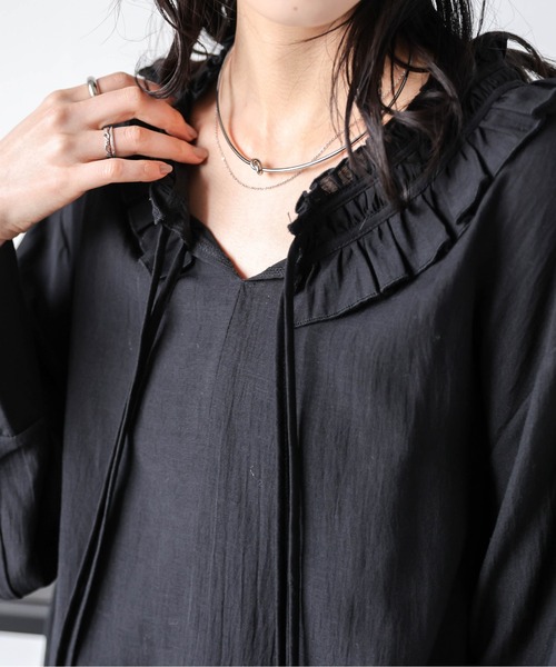 AMELY(エミリー)の「ダブルリボン フリルカラーブラウス(シャツ/ブラウス・レディース・ブラック/ホワイト・フリー)」の17枚目の写真