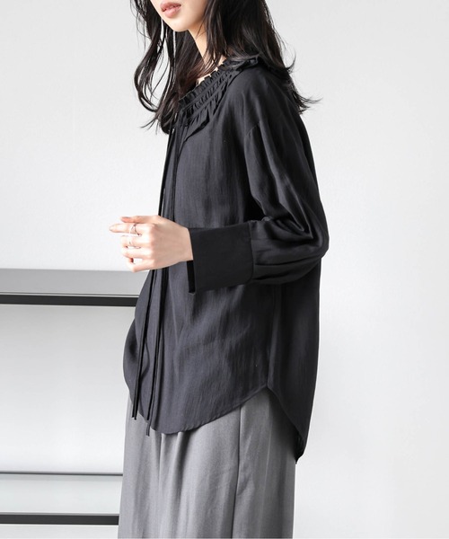 AMELY(エミリー)の「ダブルリボン フリルカラーブラウス(シャツ/ブラウス・レディース・ブラック/ホワイト・フリー)」の18枚目の写真