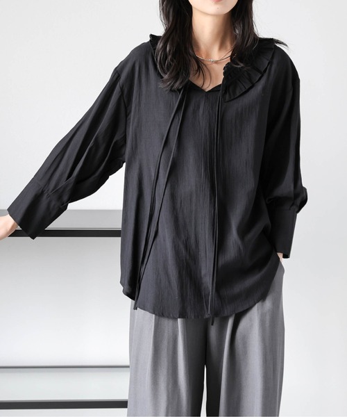 AMELY(エミリー)の「ダブルリボン フリルカラーブラウス(シャツ/ブラウス・レディース・ブラック/ホワイト・フリー)」の20枚目の写真