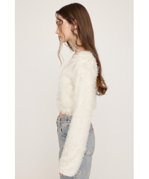 SLY（スライ）の「CUT SHAGGY CD カット シャギー カーディガン 秋服 春服（カーディガン/ボレロ・レディース・グレー/アイボリー・FREE）」の8枚目の写真