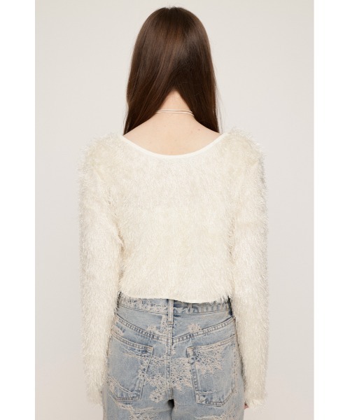 SLY（スライ）の「CUT SHAGGY CD カット シャギー カーディガン 秋服 春服（カーディガン/ボレロ・レディース・グレー/アイボリー・FREE）」の9枚目の写真